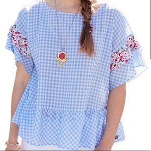 NWT Blue Gingham Top
